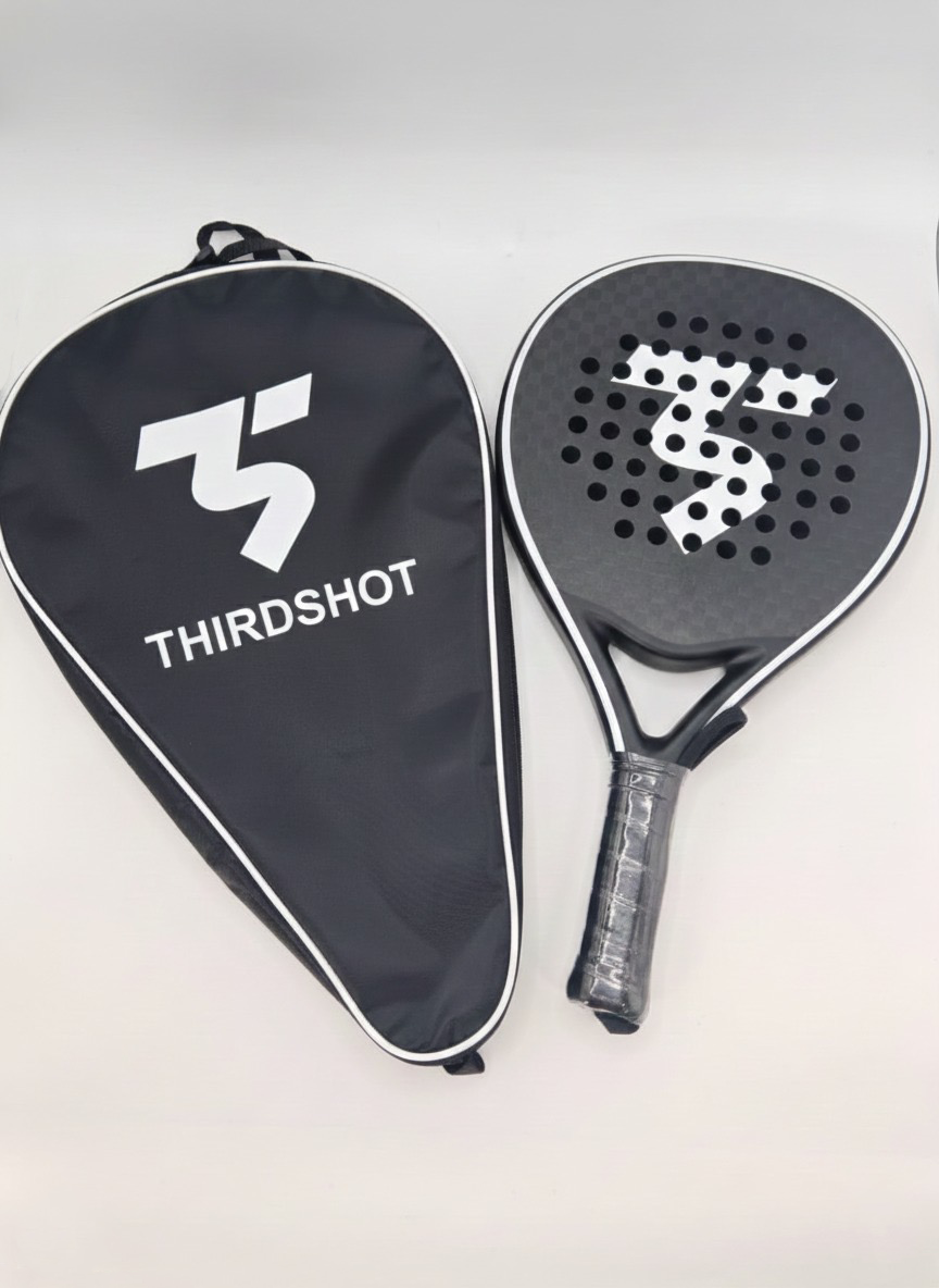 Third Shot 12K carbon padel racket with its matching Third Shot racket bag