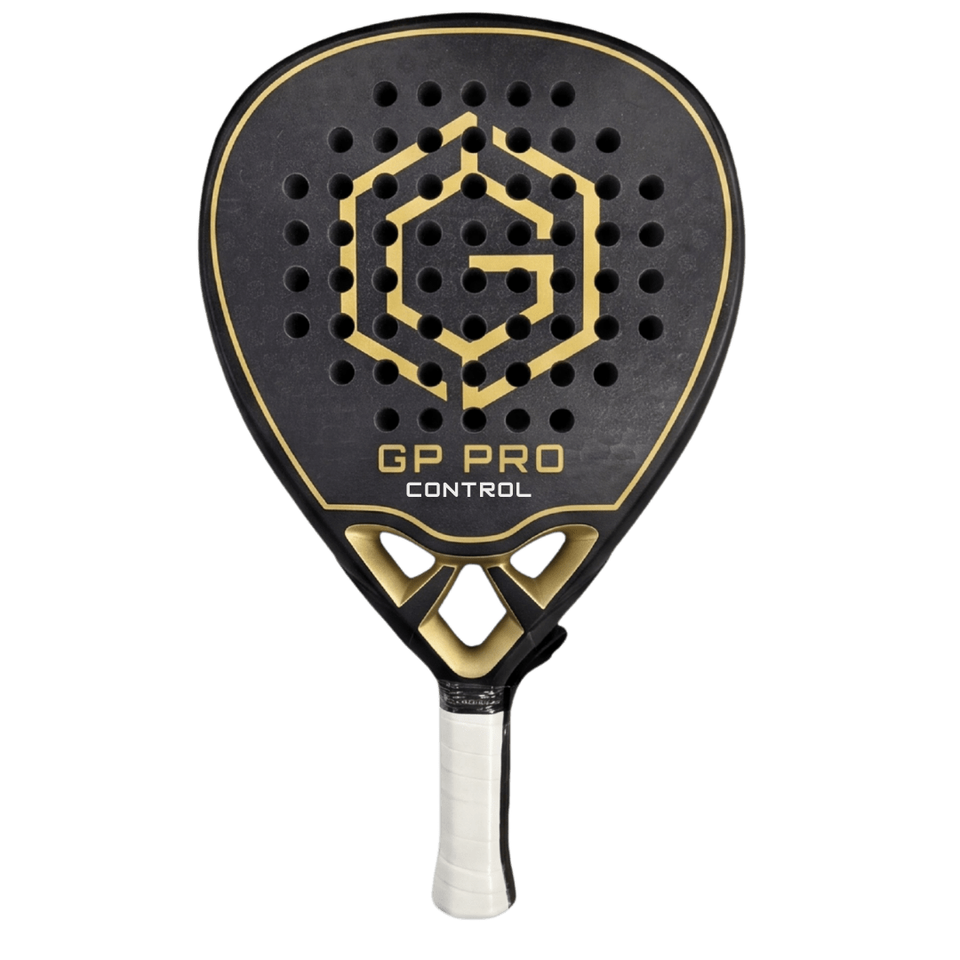 Golden Padel GP Pro Control carbon fibre racket in black and gold