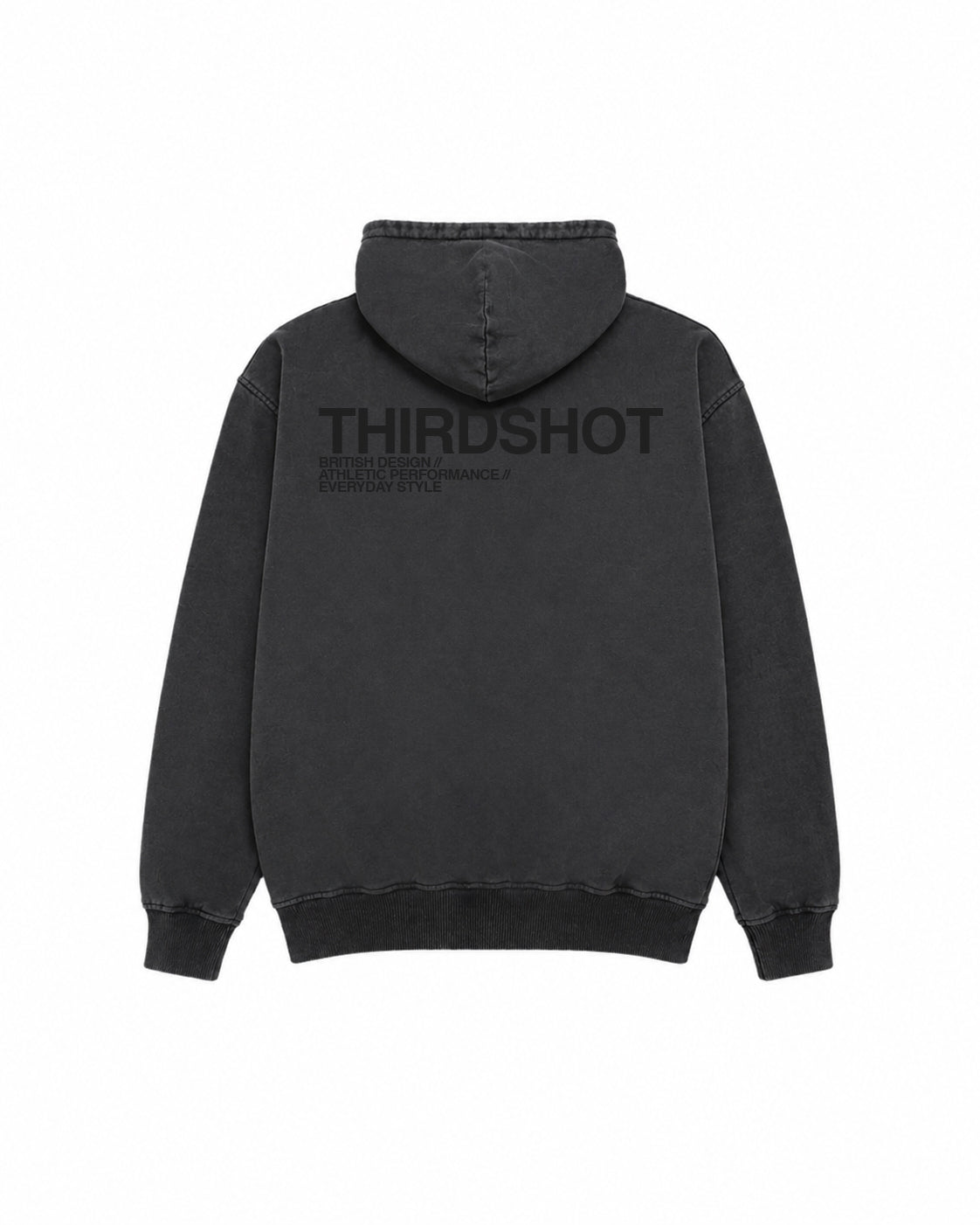 Third Shot heavyweight hoodie in charcoal with back print
