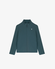 Third Shot recycled softshell jacket in teal, front view