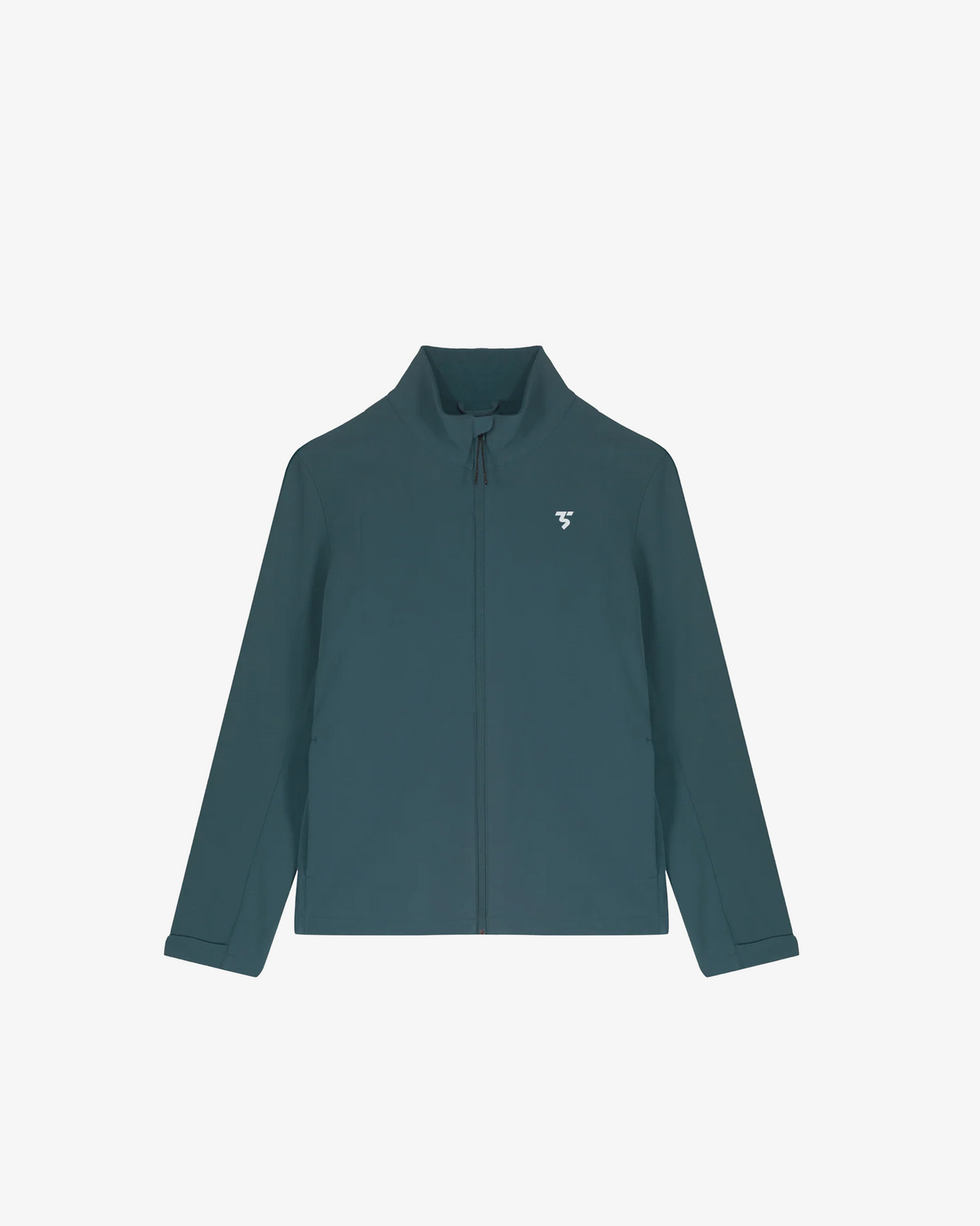 Third Shot recycled softshell jacket in teal, front view