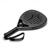 NOSSA Padel CORE teardrop padel racket in matte black with NOSSA wrist strap