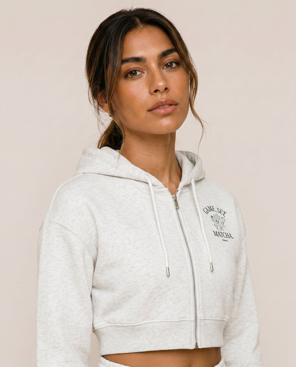 Padelism Game, Set, Matcha Cropped Hoodie