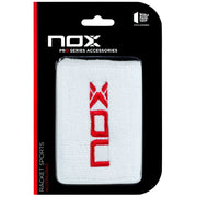 NOX sport wristbands White / Red Logo (Pair)