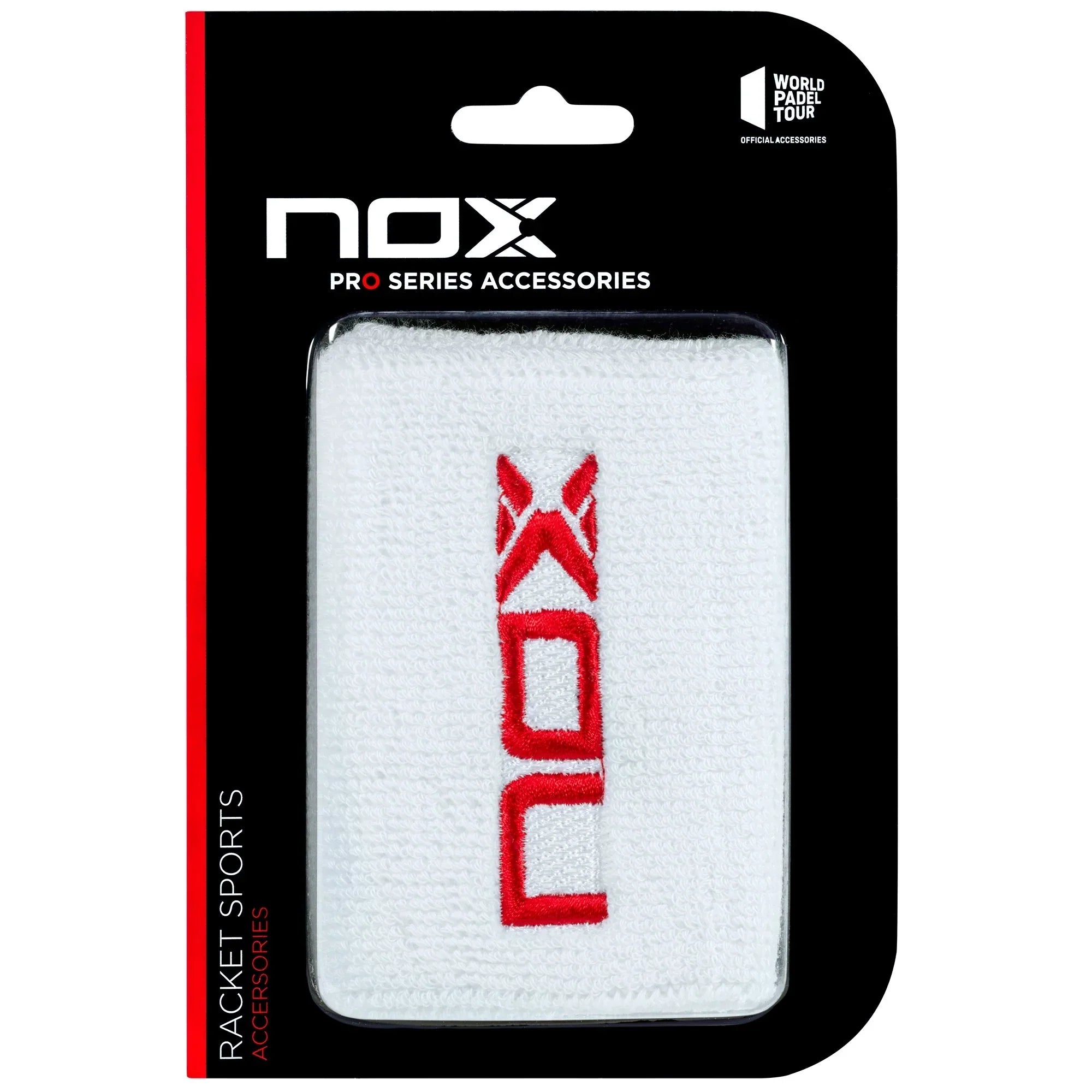 NOX sport wristbands White / Red Logo (Pair)