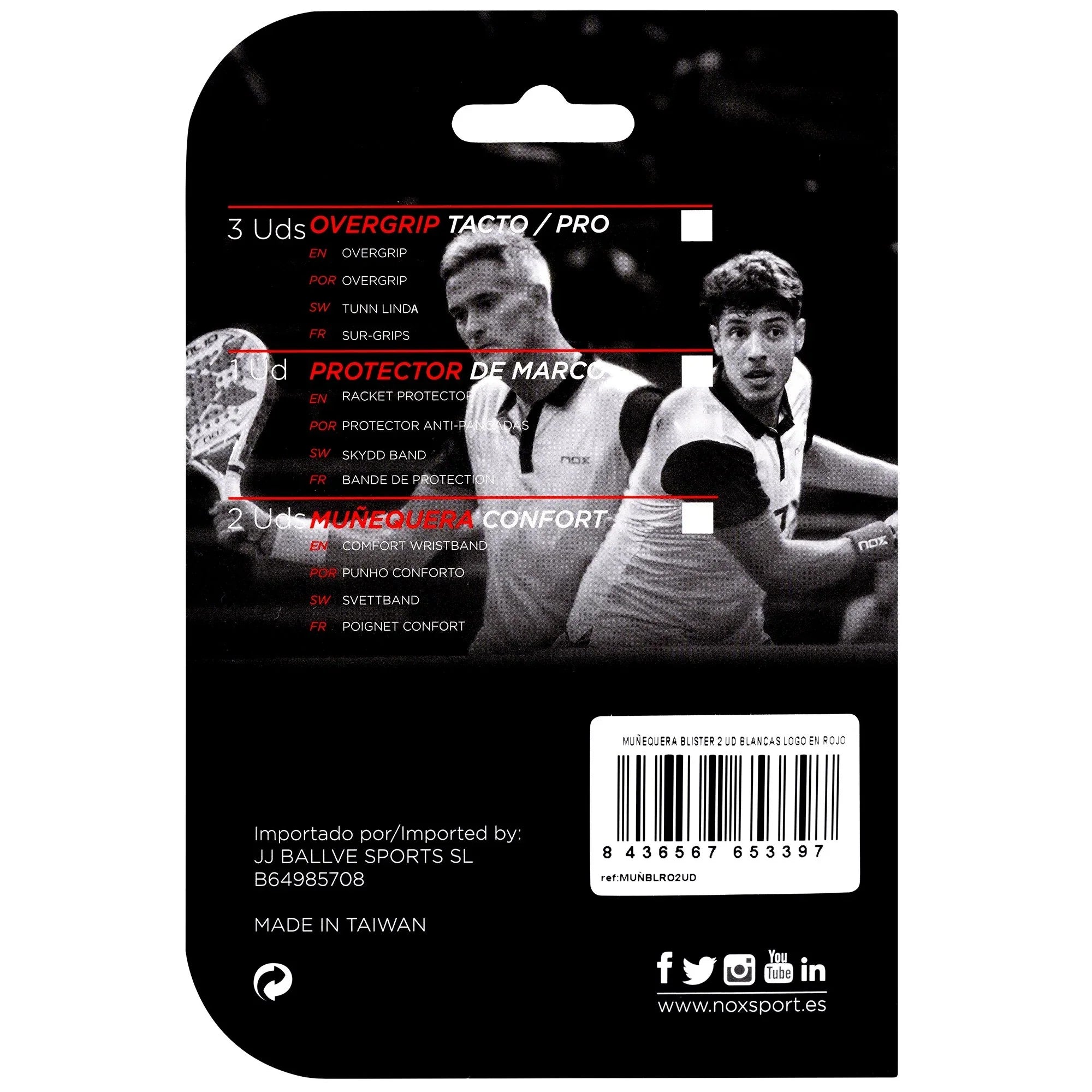 NOX sport wristbands White / Red Logo (Pair)