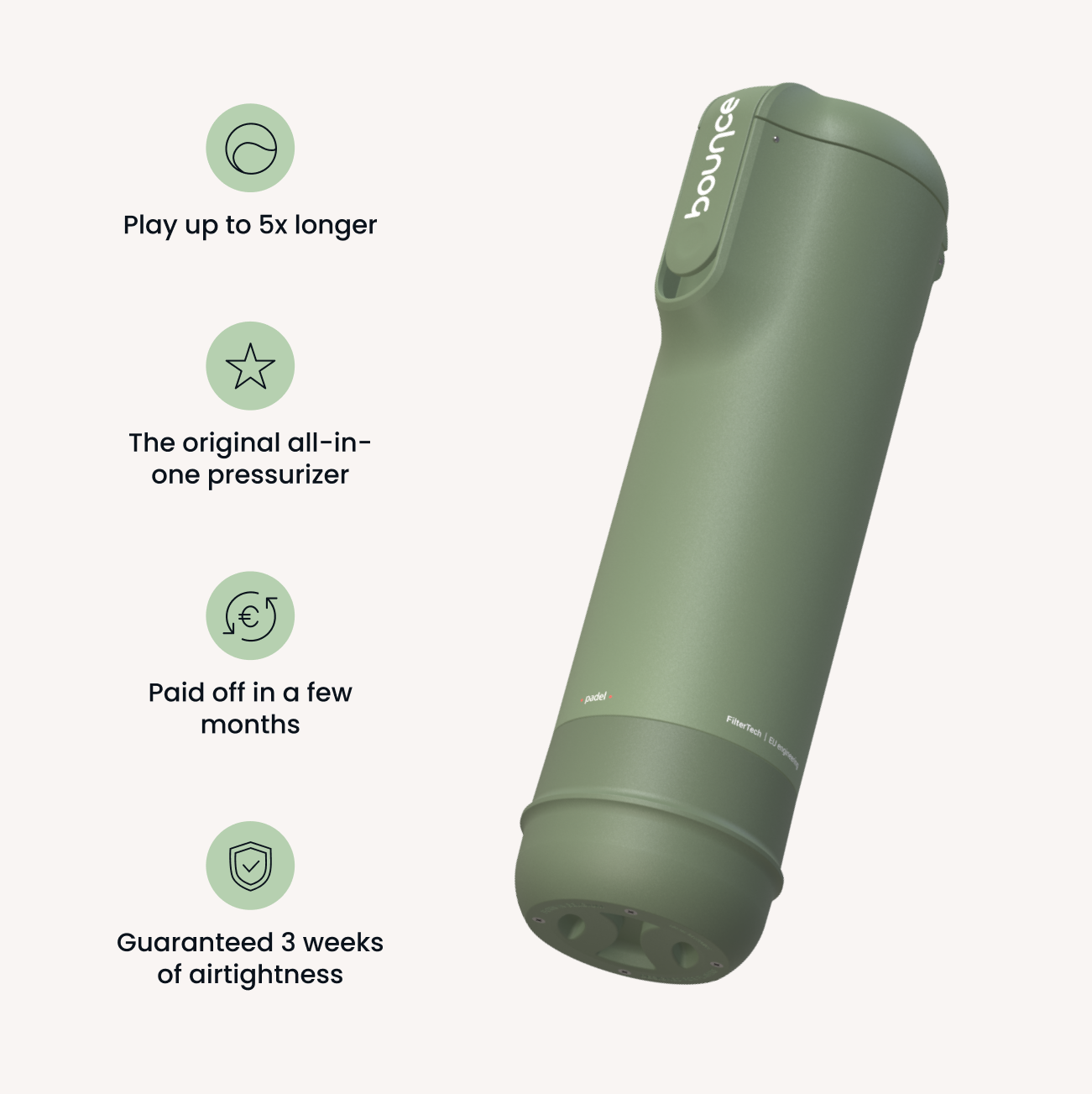 Bounce Tube Padel FilterTech - Frog Green